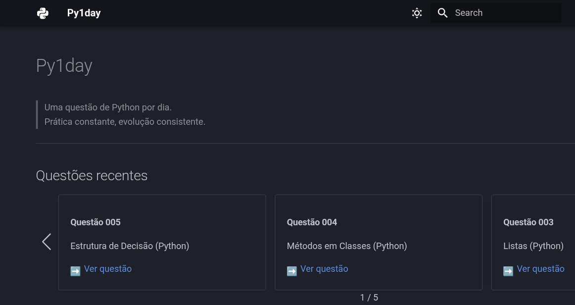 @Py1Day - 1 desafio de Python por dia.